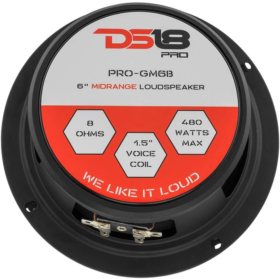 6.5 Midrange Red Aluminum Bullet 480W Max 4 Ohms Car Speakers K938852