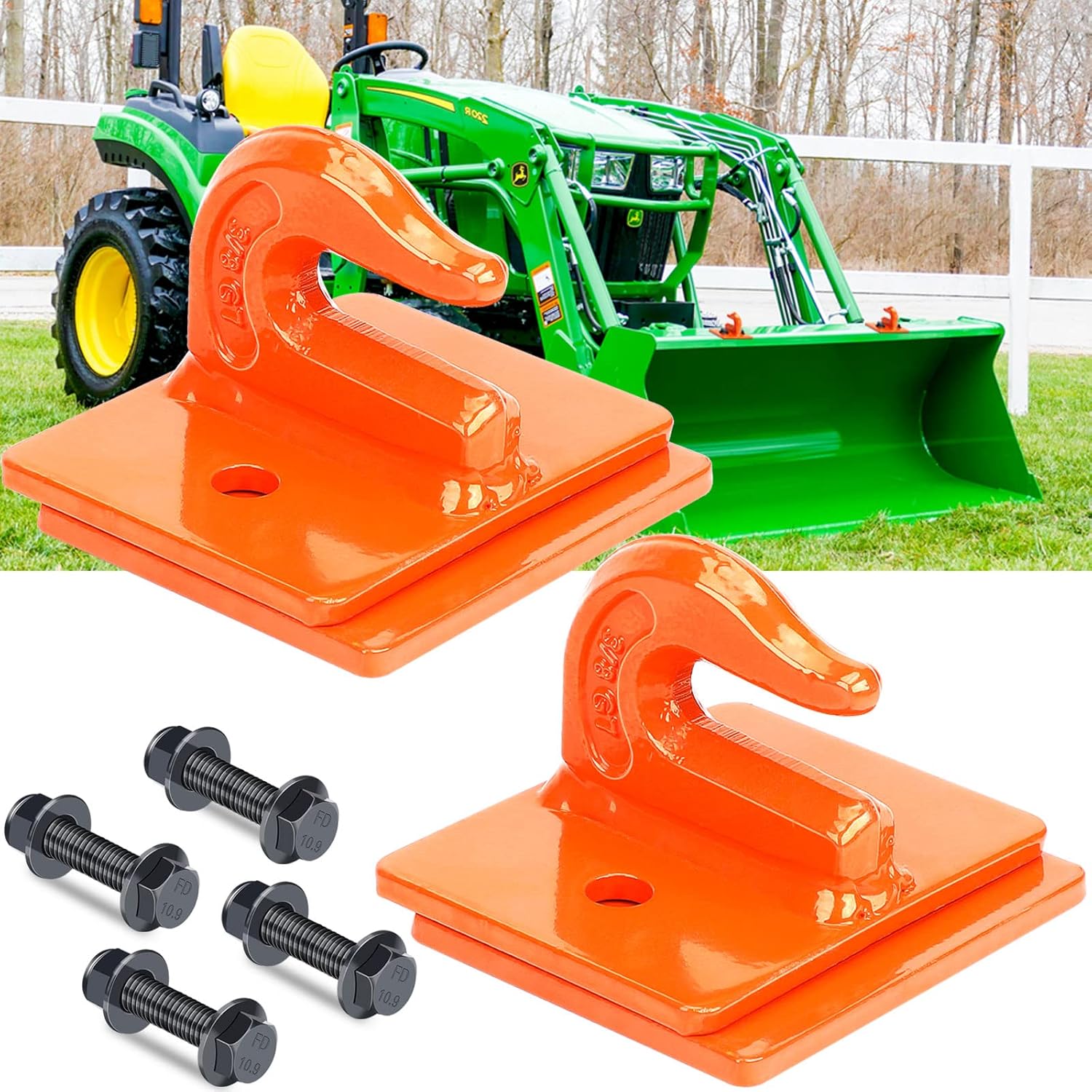 3/8" Bolt On Tractor Bucket Hooks, 2 Pack, Red S9154