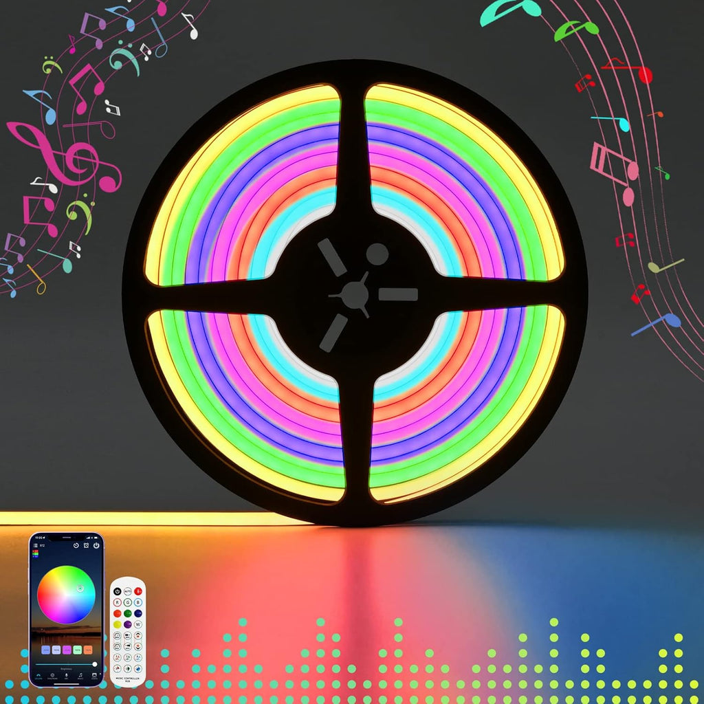 16.4ft RGB LED Strip Lights with Smart App Control, IP67 Waterproof Dimmable Silicone Light Strip B542209