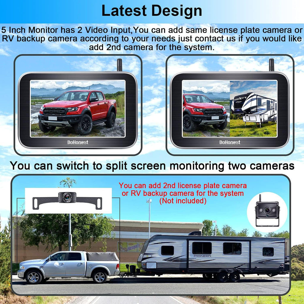 Wireless Backup Camera HD 1080P with 5" Split Screen System N82186
