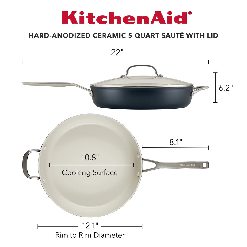 Matte Black 5 Quart Nonstick Ceramic Saute Pan with Lid Y79979