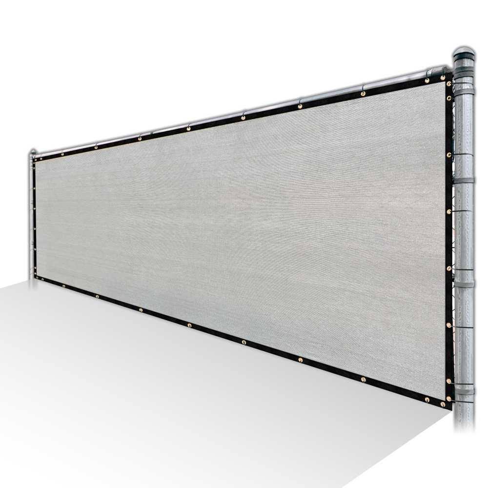 Grey Privacy Fence Screen HDPE Mesh Windscreen with Reinforced Grommets N98886