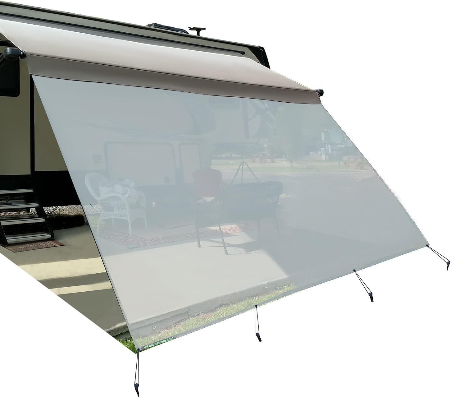 RV Awning Sunshade Screen 10' X 12' 3'' Black Mesh Sun Shade K500