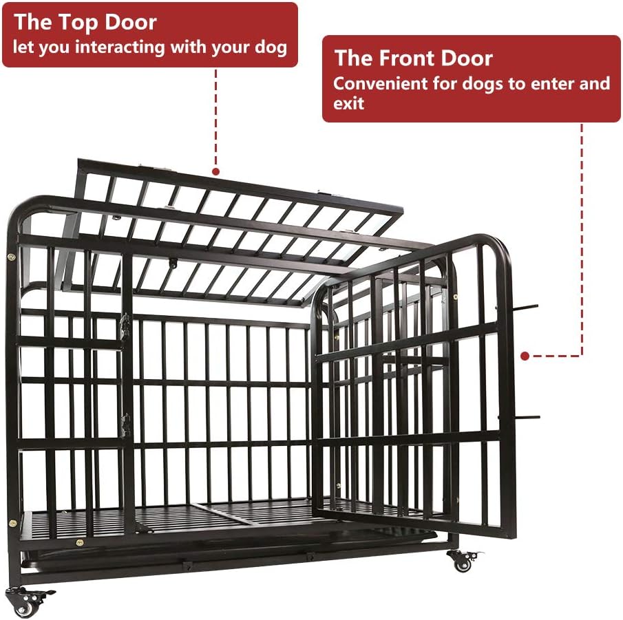 Heavy Duty Metal Dog Crate with Four Wheels, 38 inches C2183