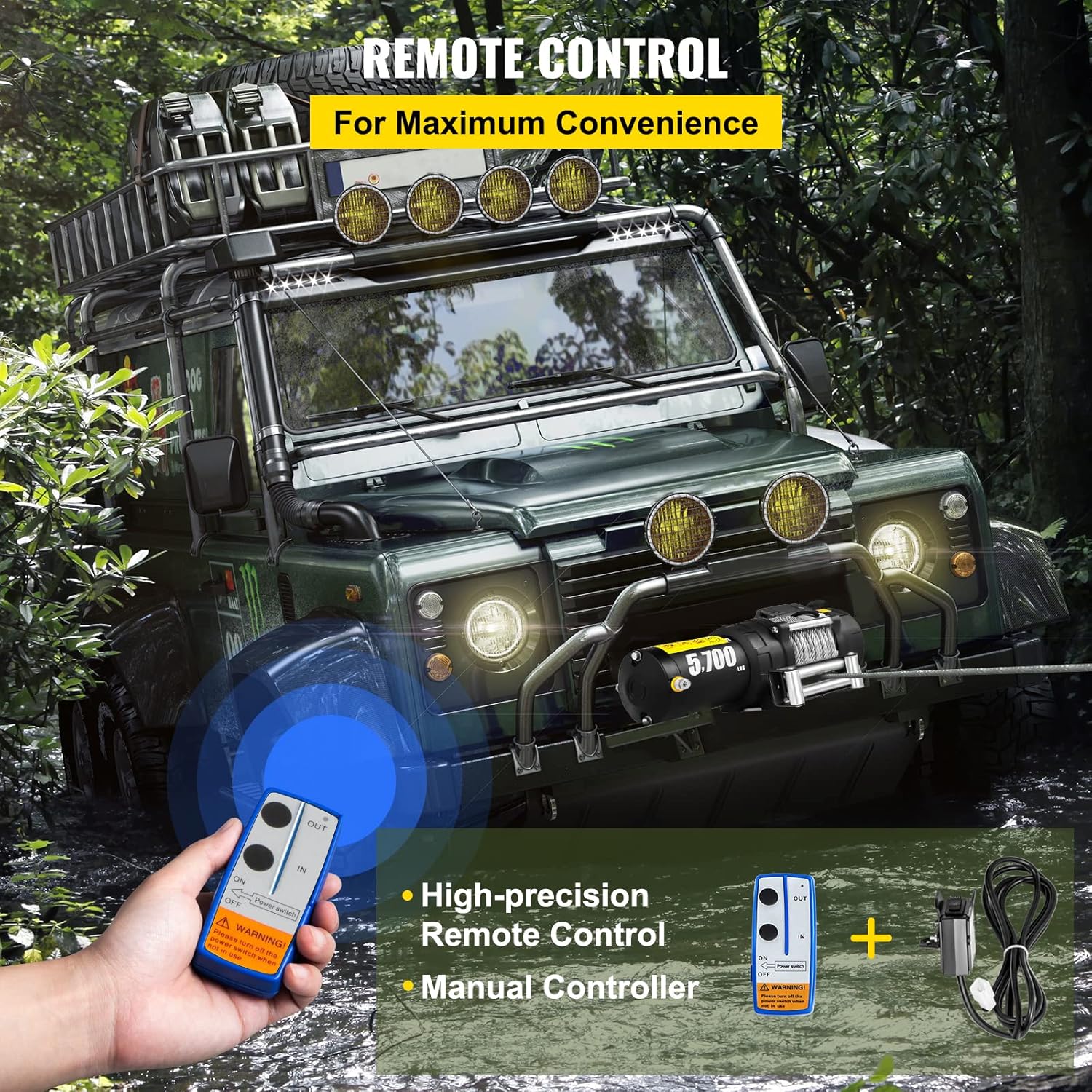 5700 lbs Electric Winch with Steel Cable and Wireless Remote T65779