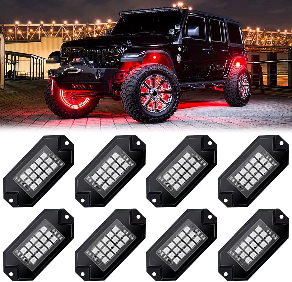 RGB LED Underglow Light Kit 8 Packs Waterproof Aluminum H3582