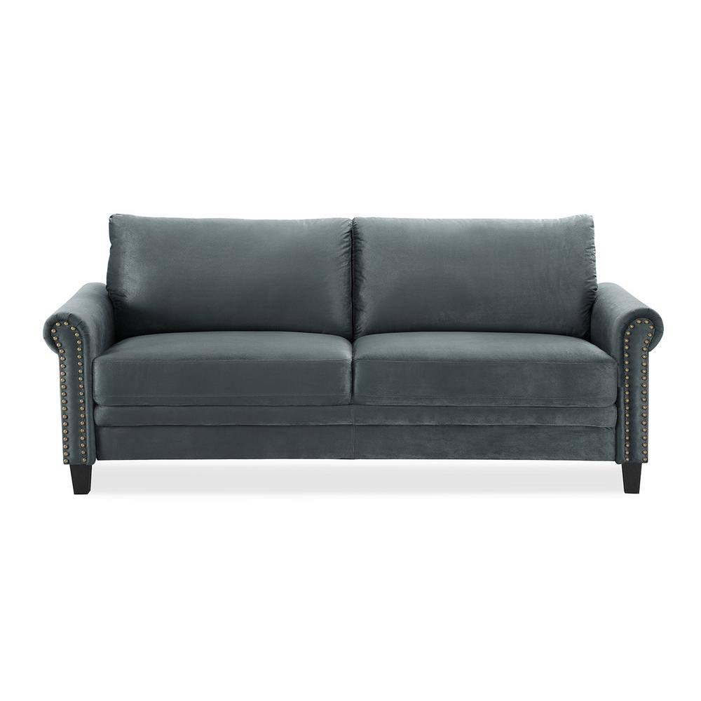 Charcoal Microfiber 3-Seater Tuxedo Sofa P87169