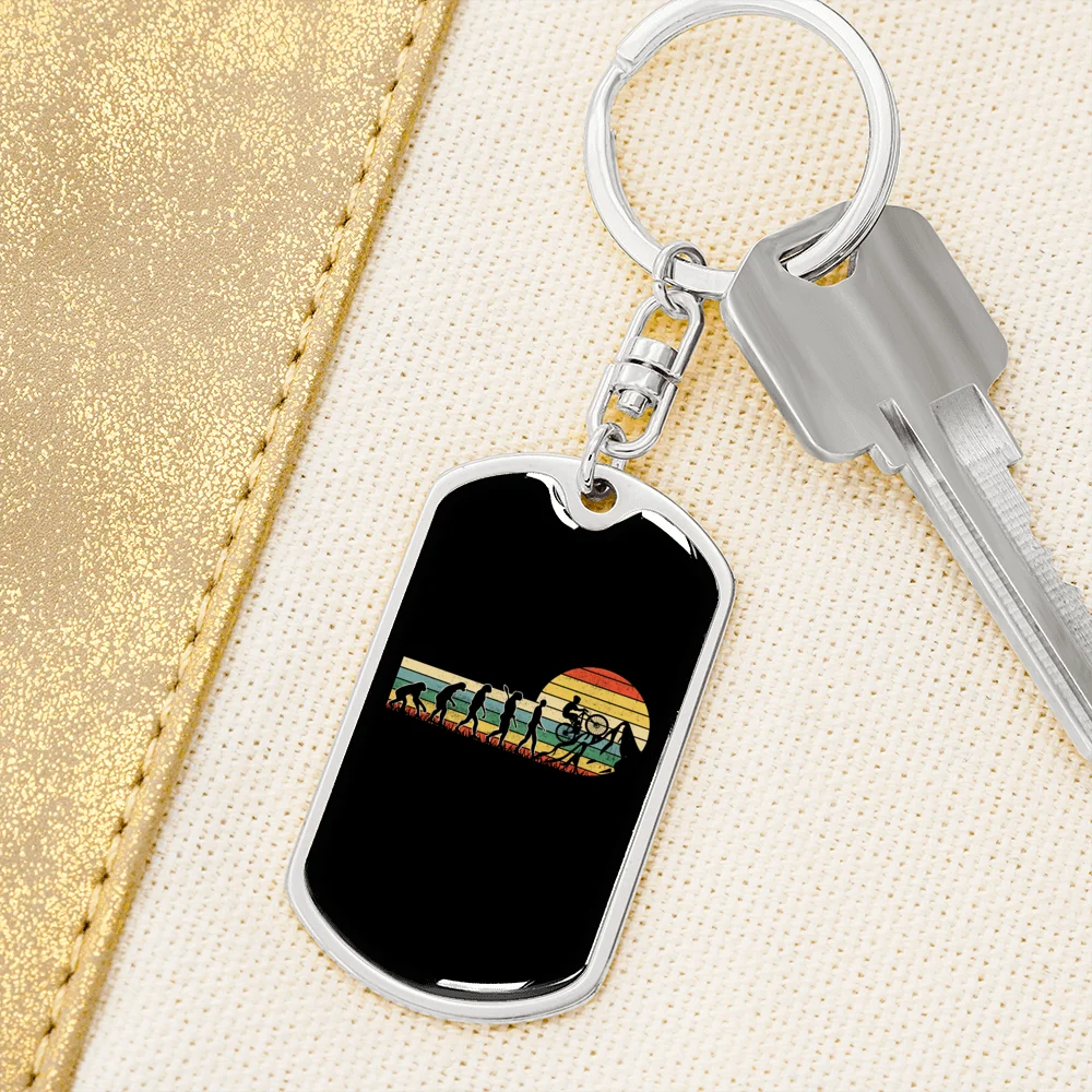Stainless Steel or 18k Gold Swivel Dog Tag Keychain U8485