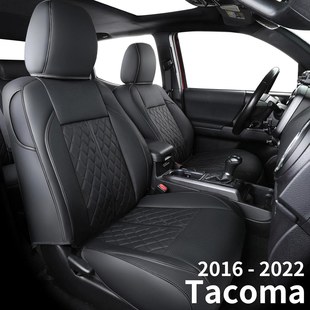 Black Waterproof Faux Leather Front Seat Covers J308165
