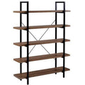 5-Tier Industrial Bookcase with Rustic Wood and Metal Frame Q45793