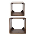 Brown Wood Cube Side Table Set of 2 V2955
