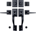 Matte Black Double Door Handleset with Single Cylinder Deadbolt Lock and Lever K41392