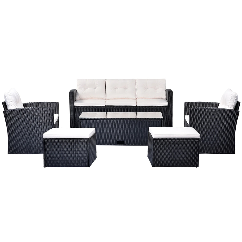 Black Wicker Patio Outdoor Sectional Set with Coffee Table and Removable Cushions Z7076