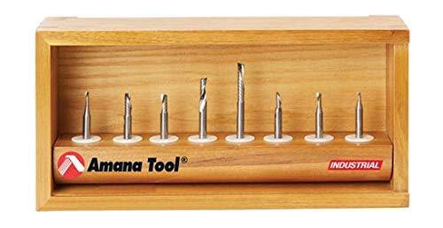 8-Pc Solid Carbide Spiral CNC Router Bit Collection, 1/4 inch Shank P2203