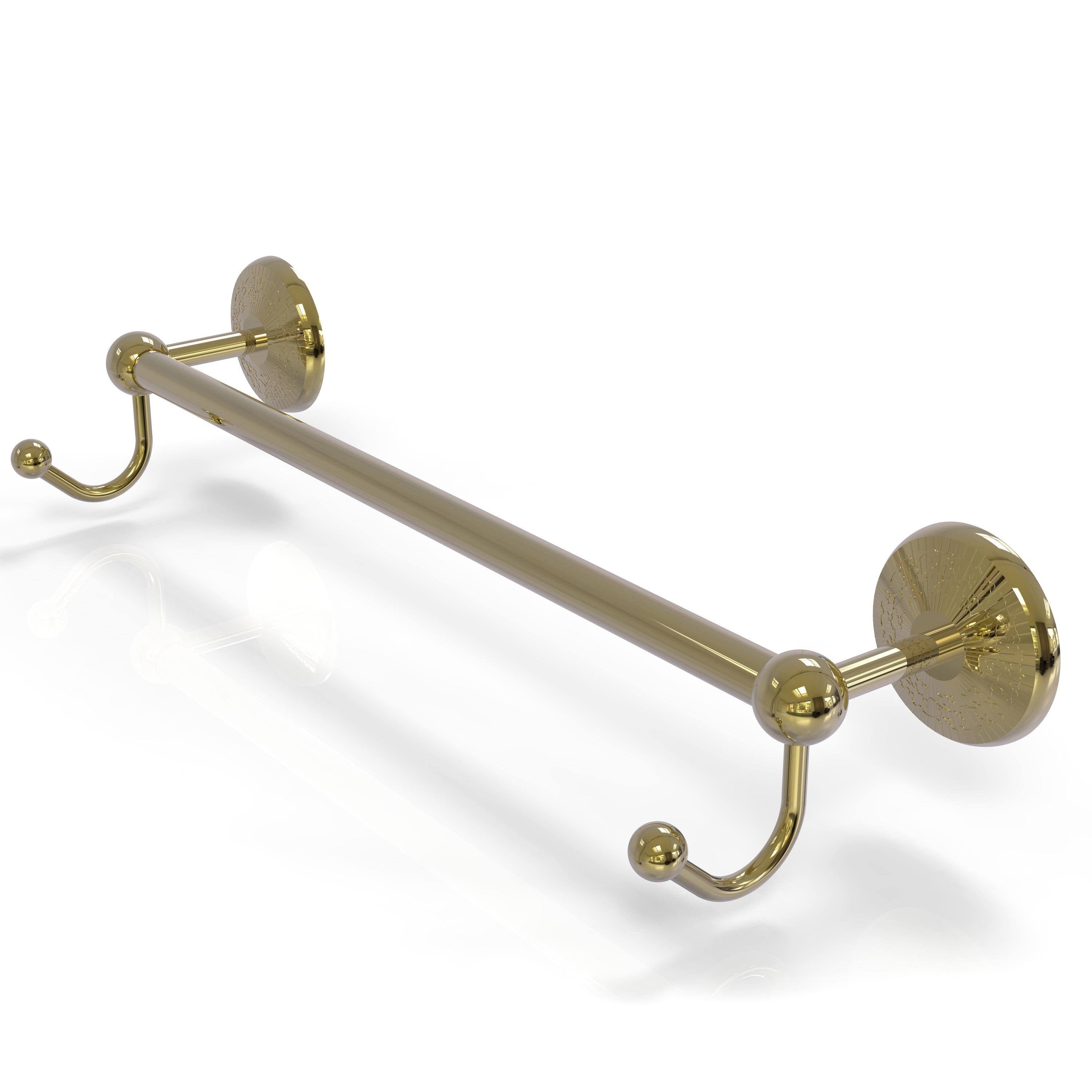 18 inch Satin Brass Towel Bar with Integrated Hooks B971