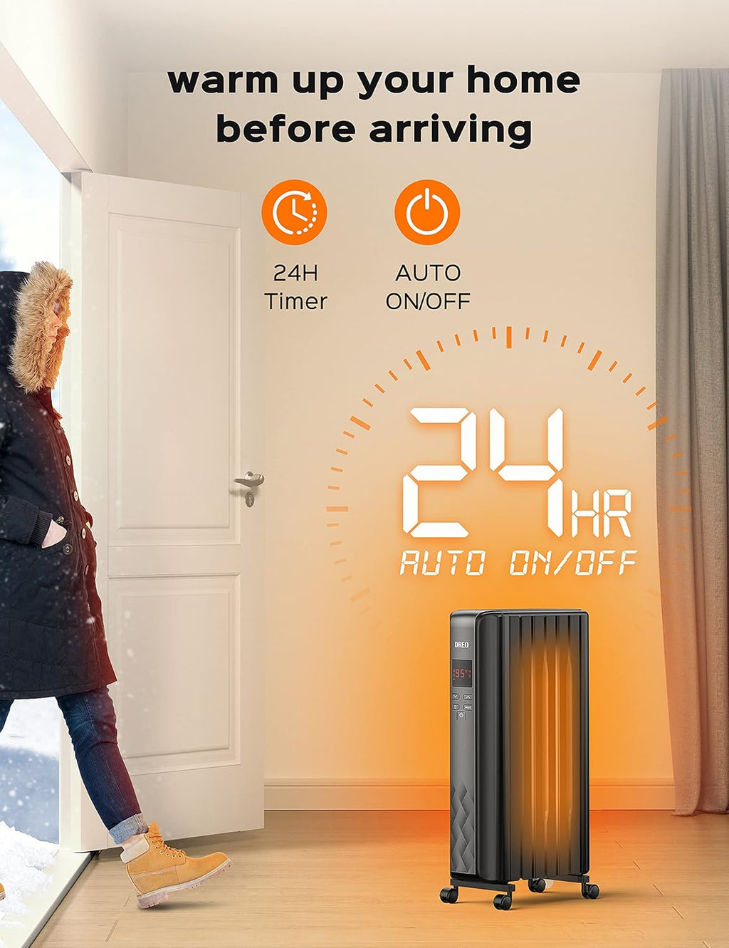1500W Electric Oil Filled Radiator Heater with Remote Control S730