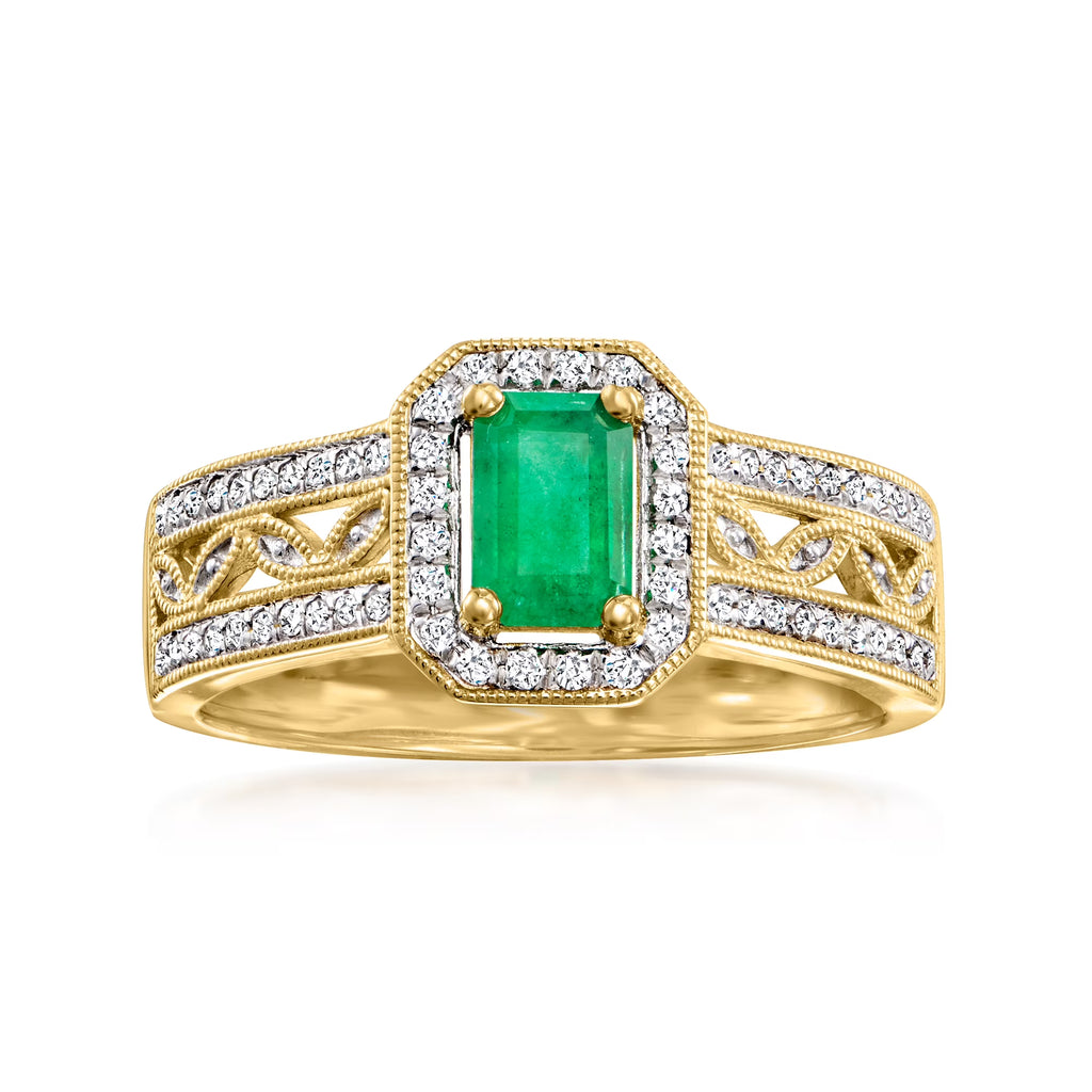 0.40 Carat Emerald and .22 ct. t.w. Diamond Halo Ring in 14kt Yellow Gold C166999