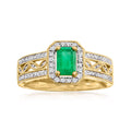 0.40 Carat Emerald and .22 ct. t.w. Diamond Halo Ring in 14kt Yellow Gold C166999