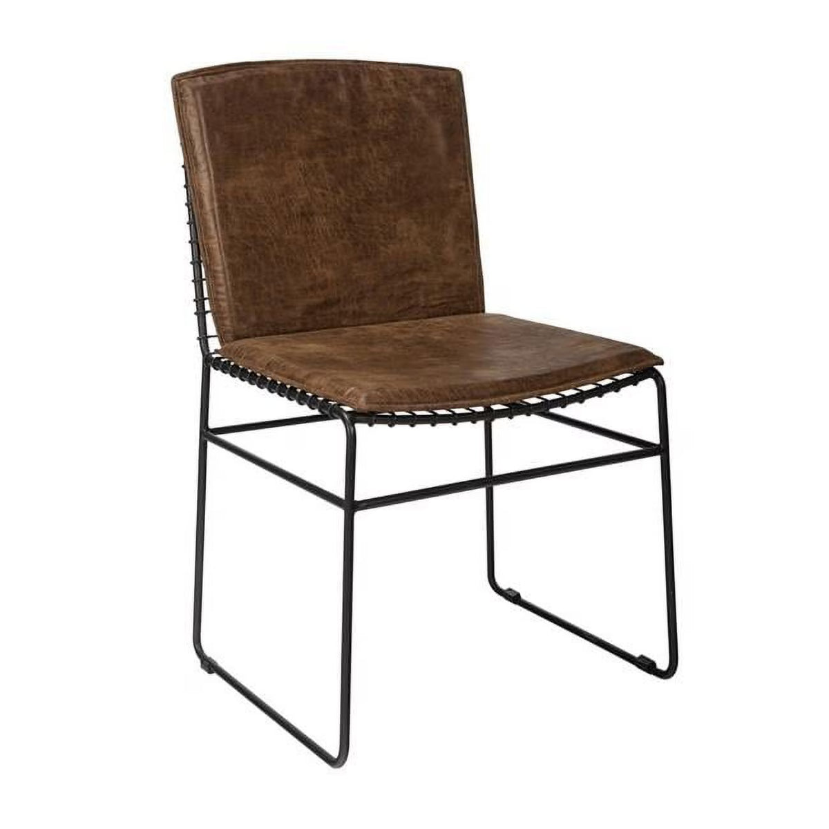 Brown & Black Leatherette Metal Side Chairs, Set of 2 G790