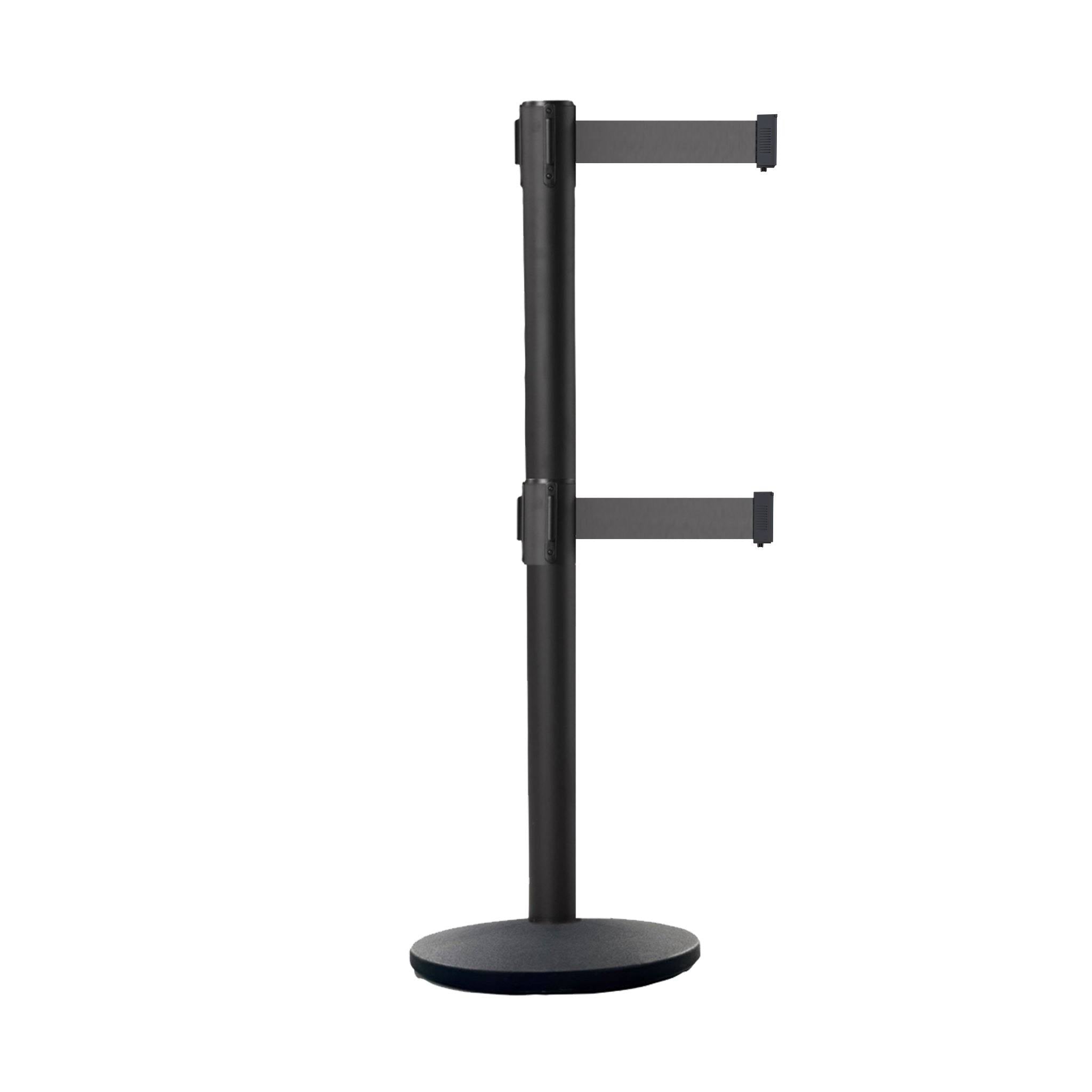 Retractable Belt Barrier Black Post, Cast Iron Base - 11 ft. Belt B87129