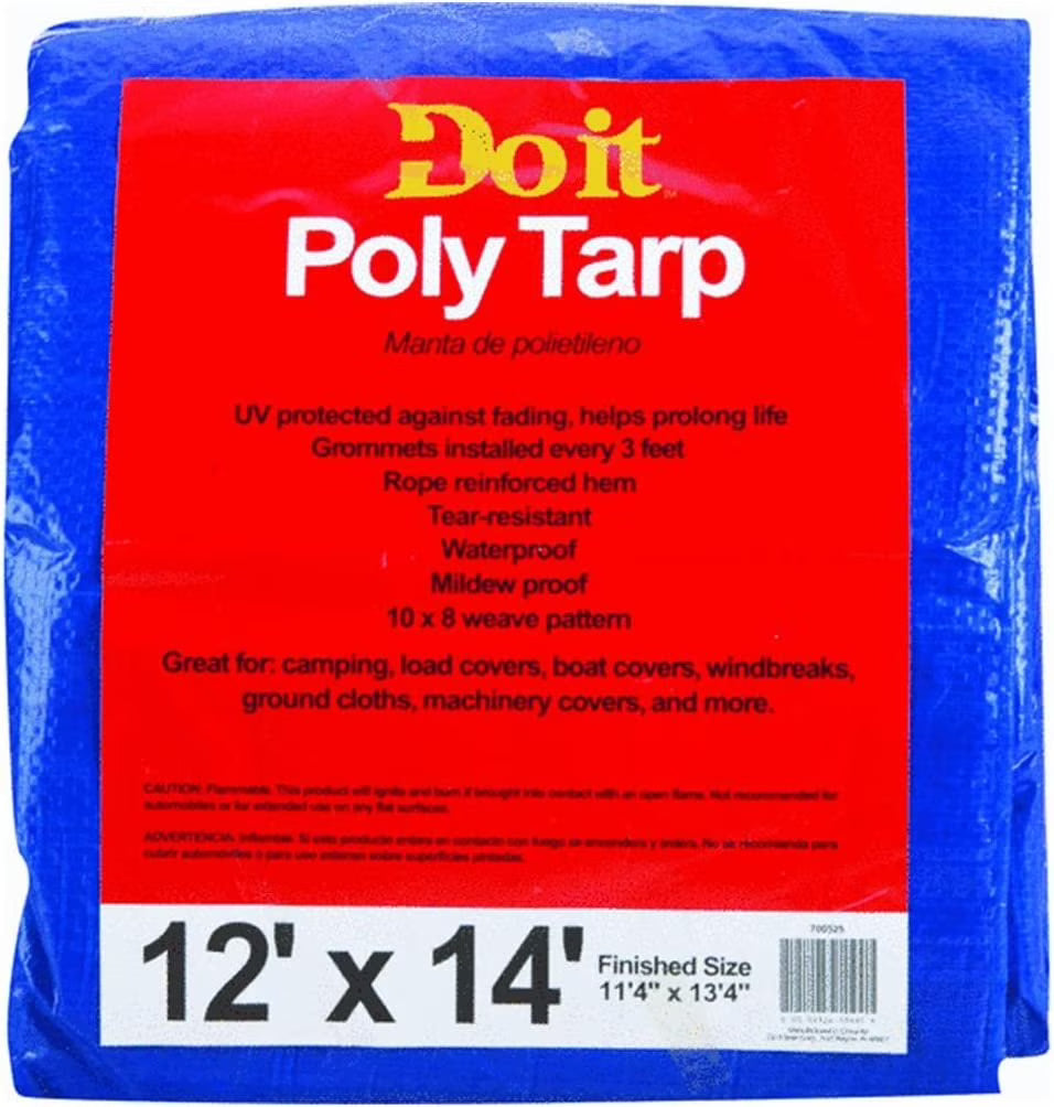 Medium-Duty Tarpaulin, 12X14, Blue B388