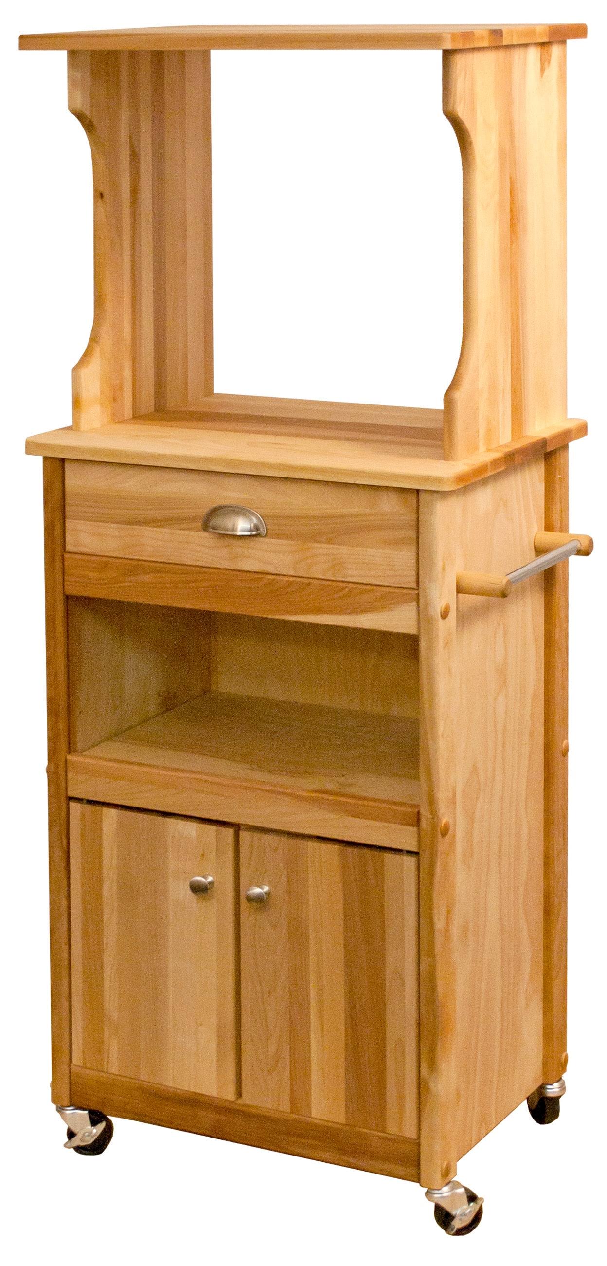Natural Microwave Cart with Open Storage A708773
