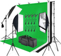 10 ft. Backdrop Support Stand Softbox Lighting Kit with White Black Green Background Screen S37483