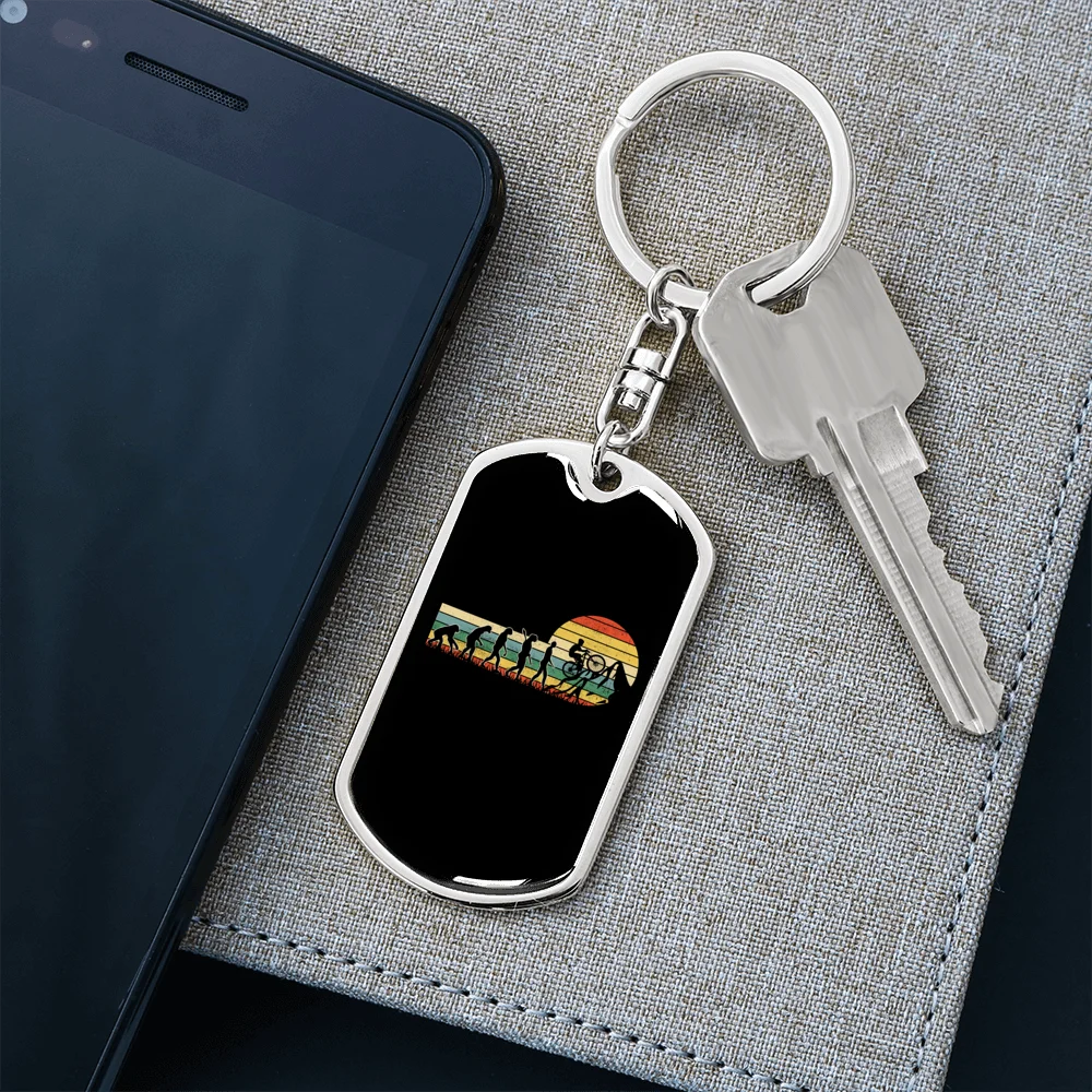 Stainless Steel or 18k Gold Swivel Dog Tag Keychain U8485