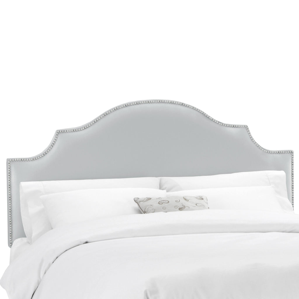 Silver Nail Button Notched Headboard D528