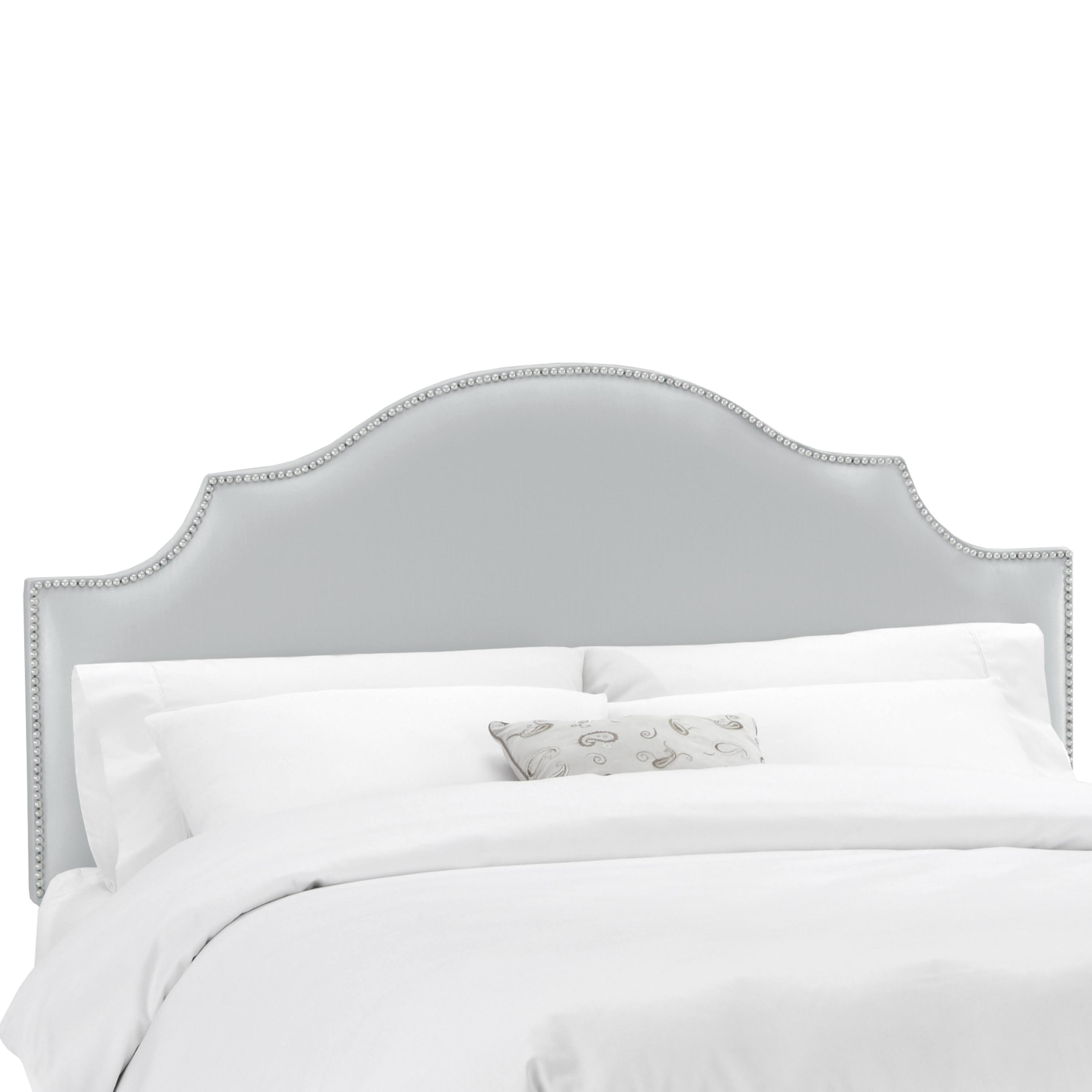 Silver Nail Button Notched Headboard D528