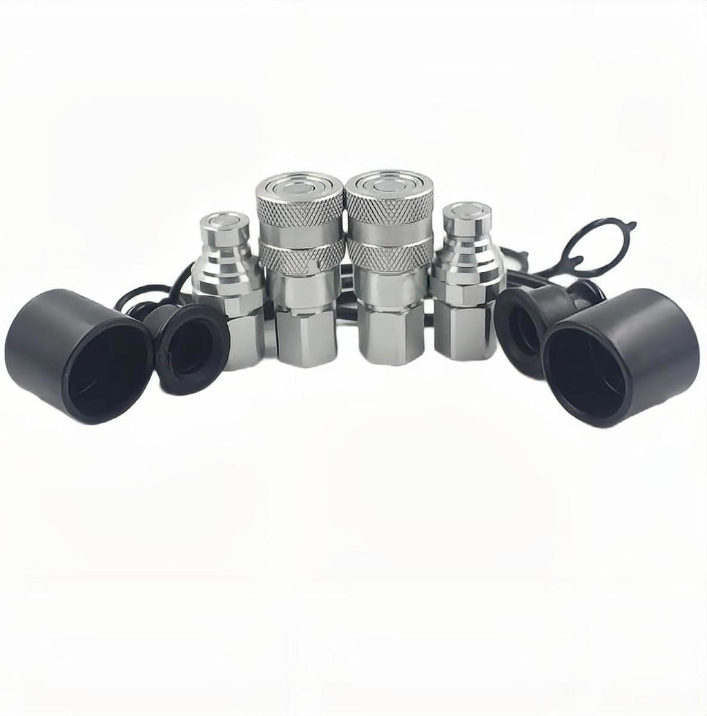 1/4 Flat Face Hydraulic Quick Connect Coupling Set with Black Dust Cap O829