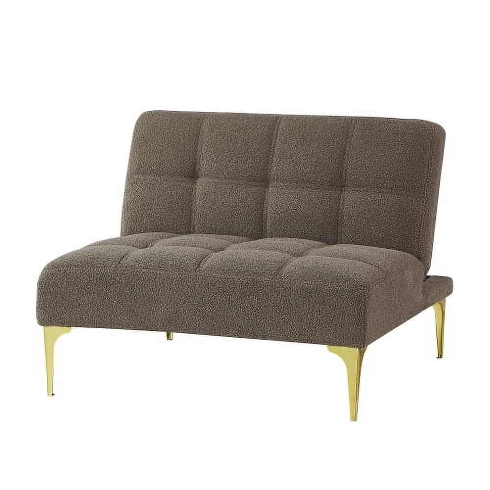 Gold Teddy Fabric Convertible Sofa Bed with Metal Legs A466