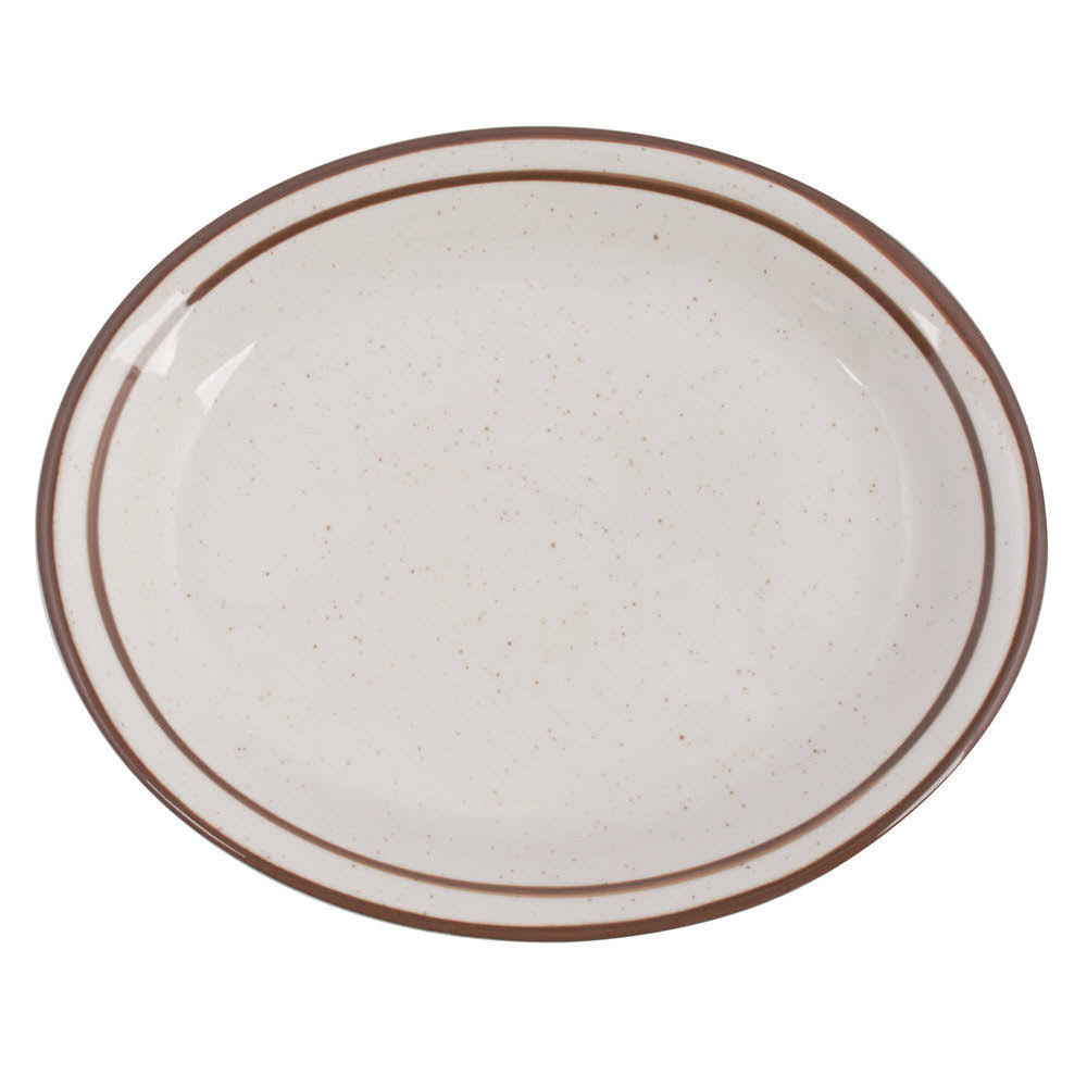 White Brown Speckle Oval Platter L332452