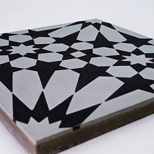 8x8 Handmade Cement Grey Black Tile D342