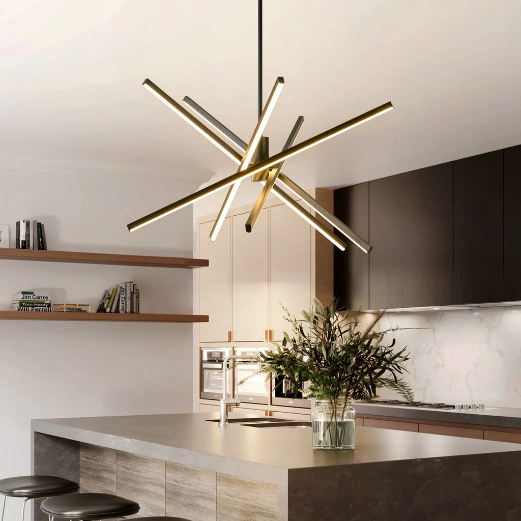 5-Light Aluminum Dimmable LED Linear Chandelier Q199426
