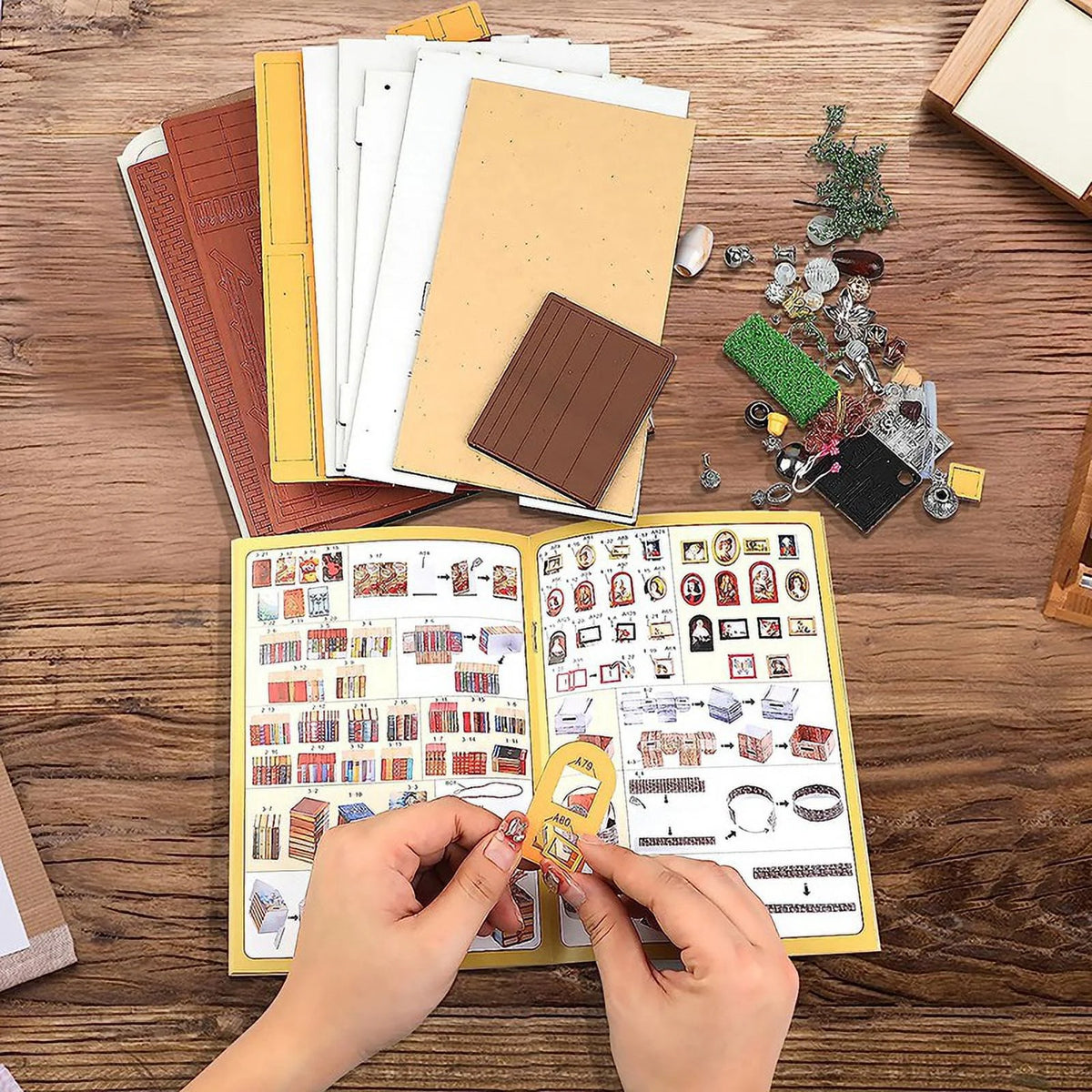 DIY Miniature Wooden Doll House Kit with Furniture and LED Decor C79909