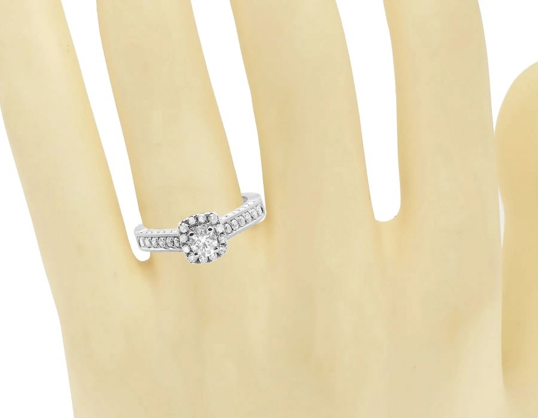 14K White Gold Halo Solitaire Real Diamond Engagement Ring 1.0ct E92941
