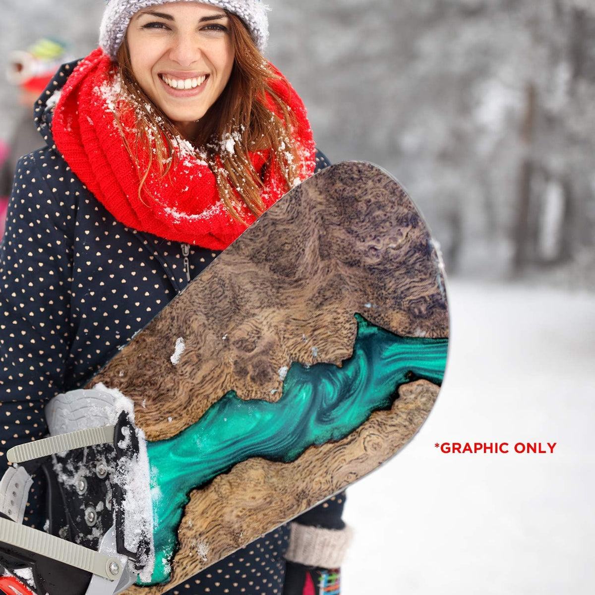 Aqua Resin Wood Snowboard Wrap Sticker Skin Cover D4075