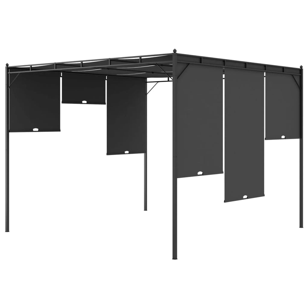 Garden Gazebo with Side Curtain Steel Frame Sun Shade Shelter 118.1 x 118.1 x 88.6 Inches V385954