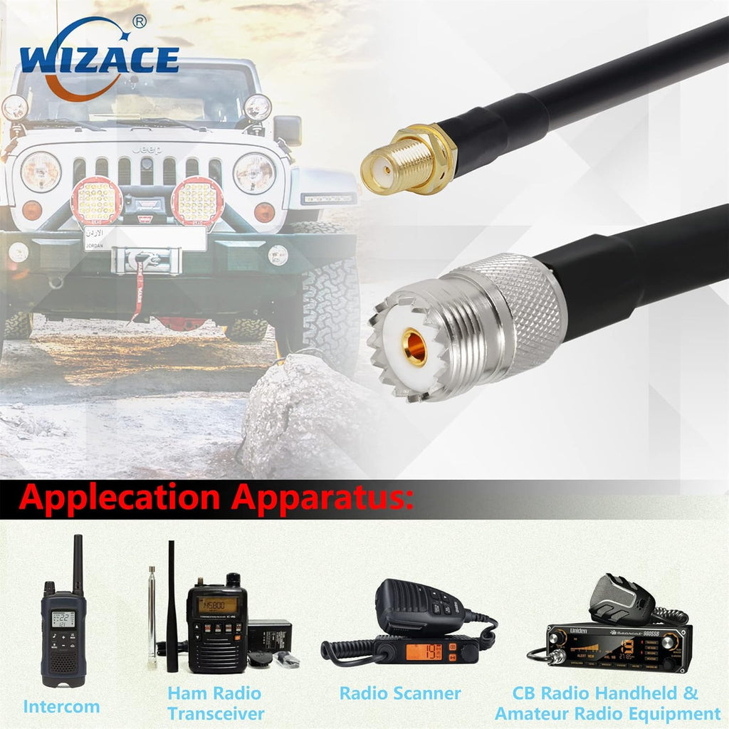 36 ft SMA Female to SO239 Extension Cable, Pure Copper Low-Loss Coaxial Cable, 50 Ohm R520083
