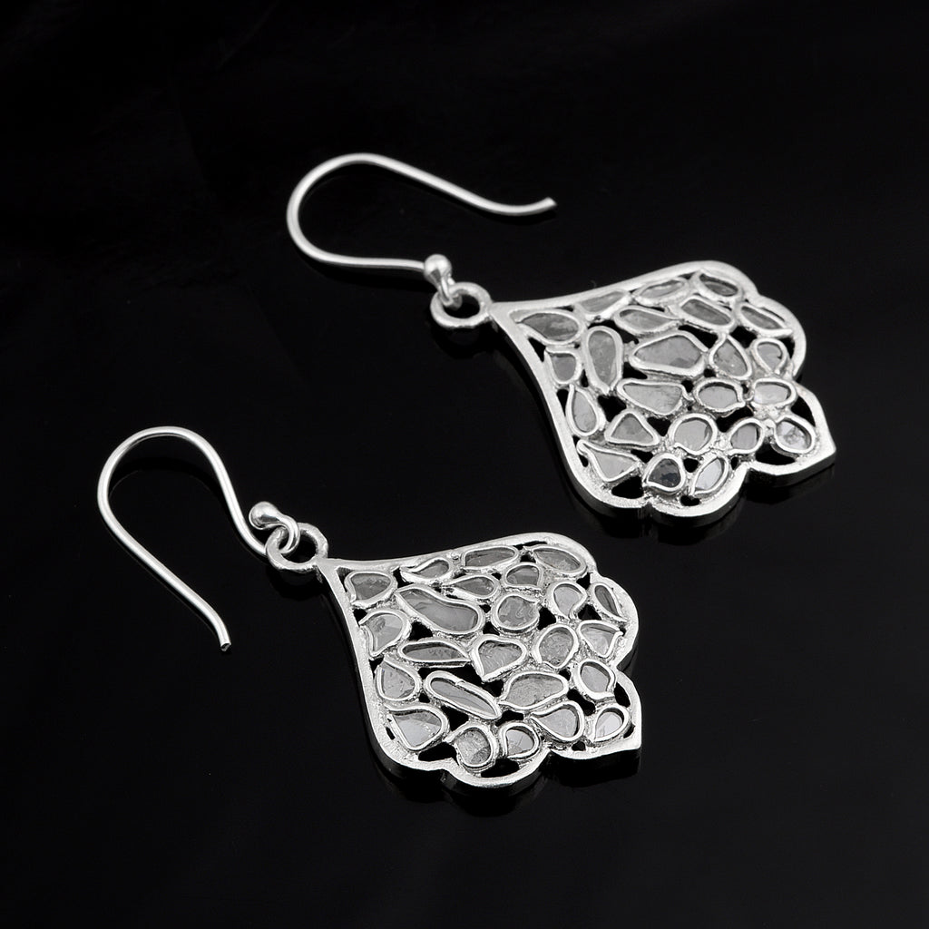 Natural Diamond Polki Leaf Dangle Earrings M863