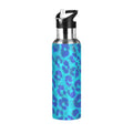 Blue Leopard Stainless Steel Insulated Water Bottle with Straw Lid M941