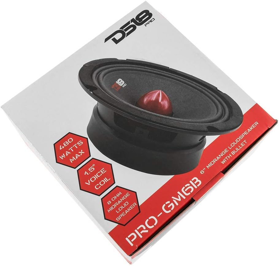 6.5 Midrange Red Aluminum Bullet 480W Max 4 Ohms Car Speakers K938852
