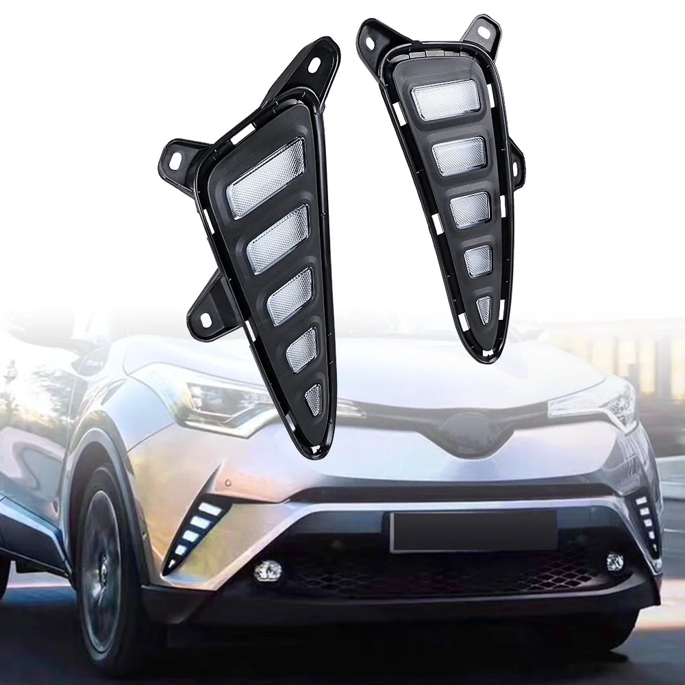 Front LED DRL Daytime Running Light Turn Signal Fog Lamps Bezel Set for Toyota C-HR 2016-2019 B319241