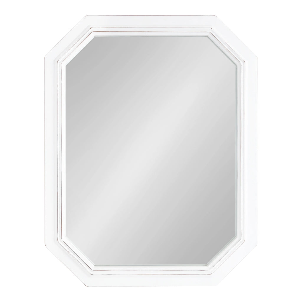 Rustic Wood Framed Octagon Wall Mirror, 28 x 36, White W755492
