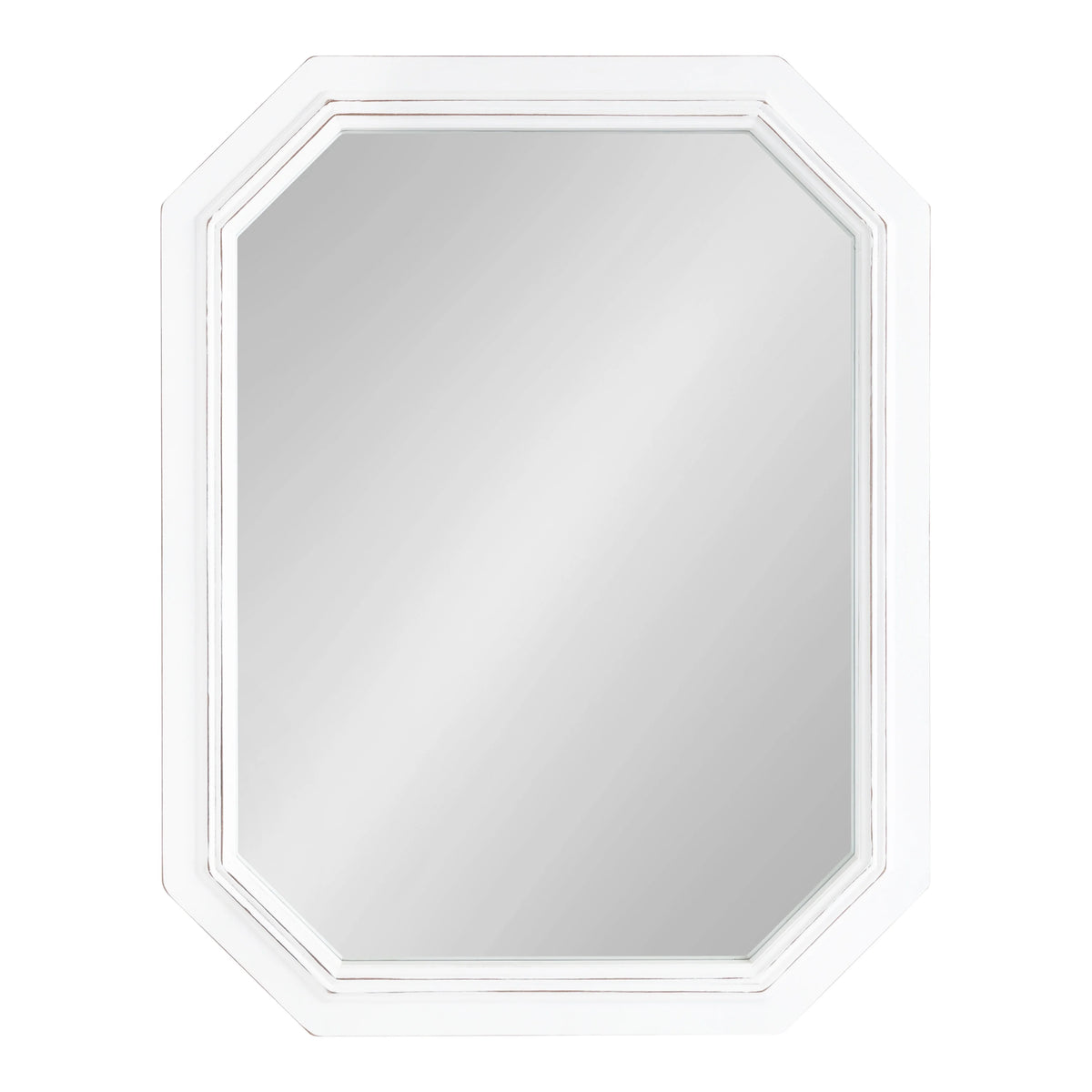 Rustic Wood Framed Octagon Wall Mirror, 28 x 36, White W755492