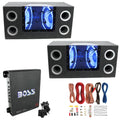 10" Box Subwoofers (2 Pack) with Amplifier and Wire Kit T2090