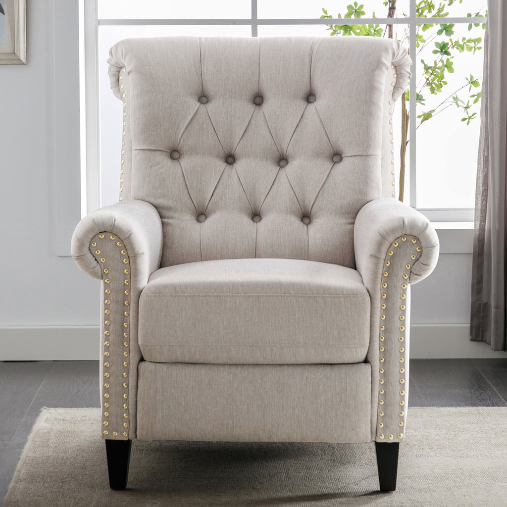 Tan Linen Tufted Recliner Single Sofa Z3906