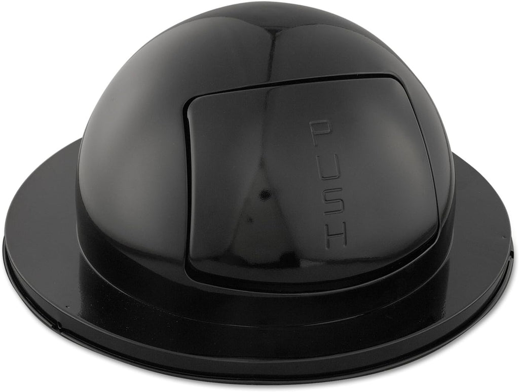 Black Round Dome Trash Can with Swing Lid Q930