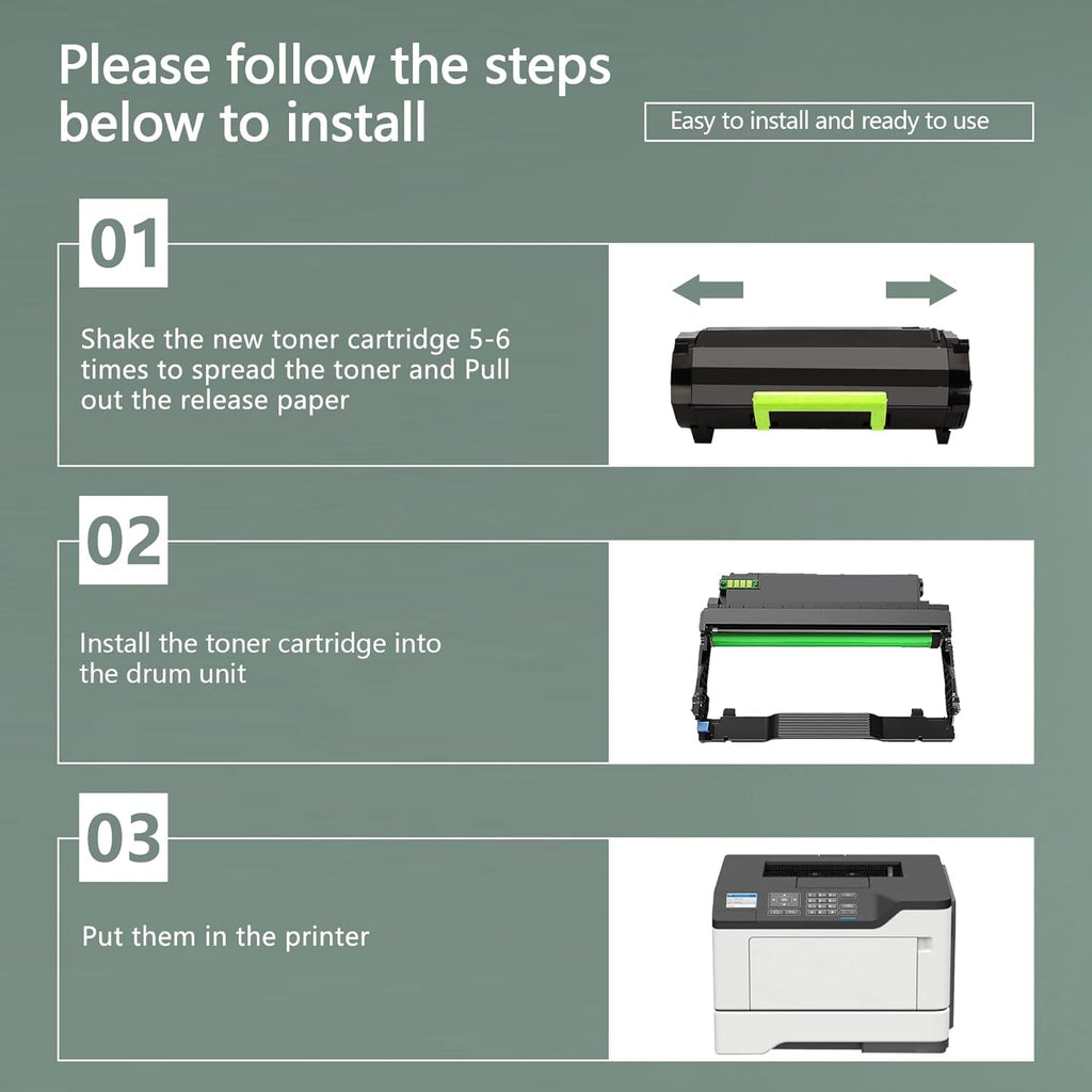 2PK Black Remanufactured Toner Cartridge for Lexmark Printer U182